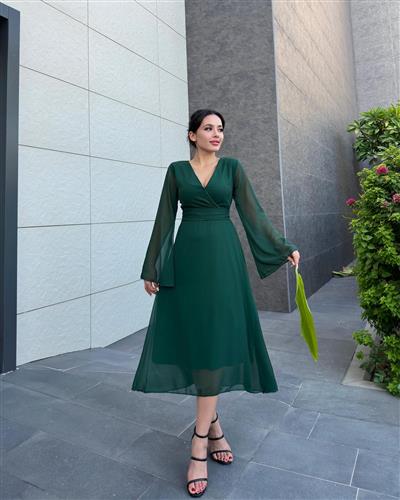 Yeşil Şifon Elbise