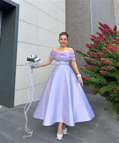 LİLA SATEN BALEROLU TASARIM ABİYE