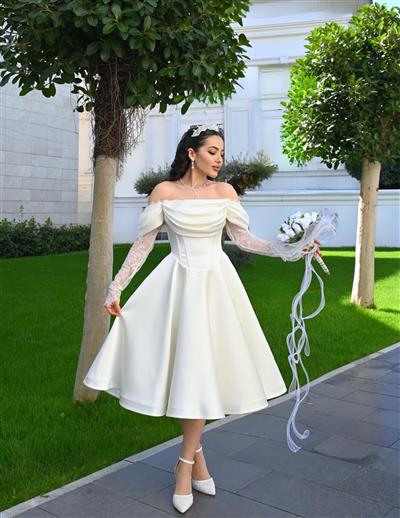 BEYAZ SOFİA SATEN DANTELLİ DRESS