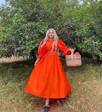 orange Poplin elbise